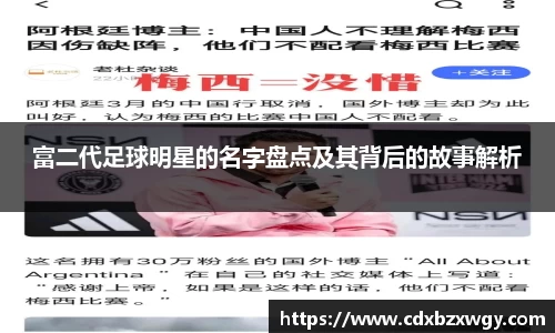 富二代足球明星的名字盘点及其背后的故事解析